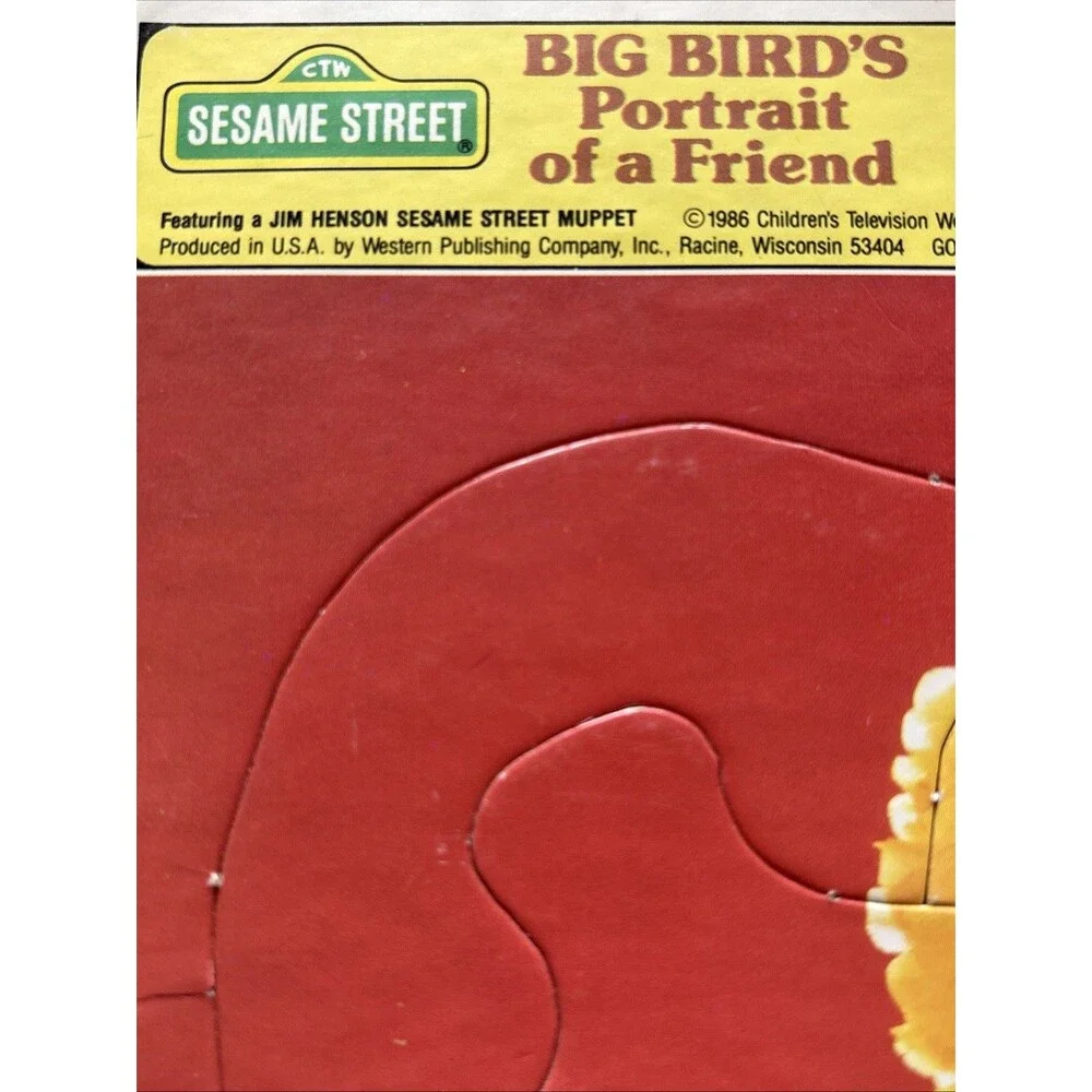 Golden Frame Tray Puzzle Sesame Street Vintage 80s Nostalgia PBS Toy Big Bird